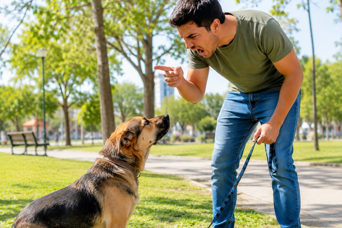 Gritar a tu perro puede afectar su comportamiento más de lo que imaginas. Foto: Chat GPT.