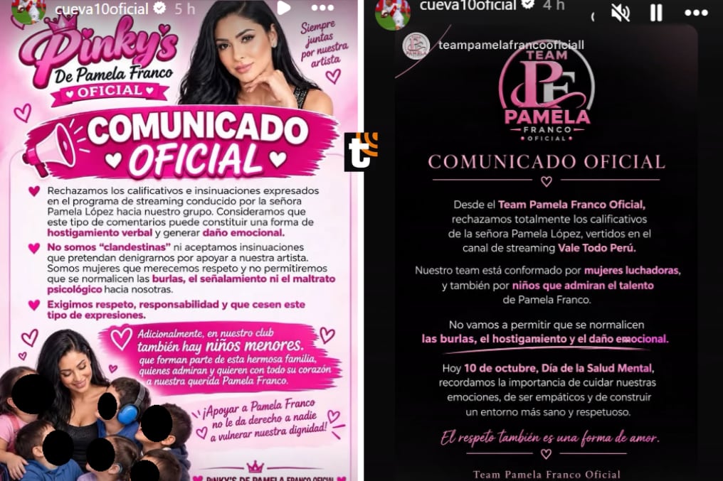 Fandom de Pamela Franco rechaza declaraciones de Pamela López y exige respeto.