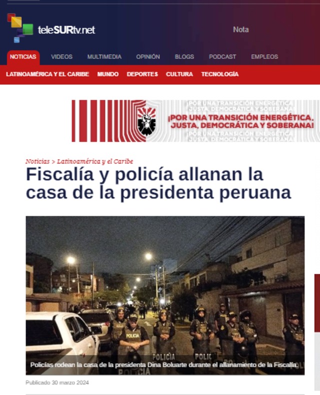 Los principales medios de comunicación del planeta informaron sobre el allanamiento policial a la casa de Dina Boluarte.