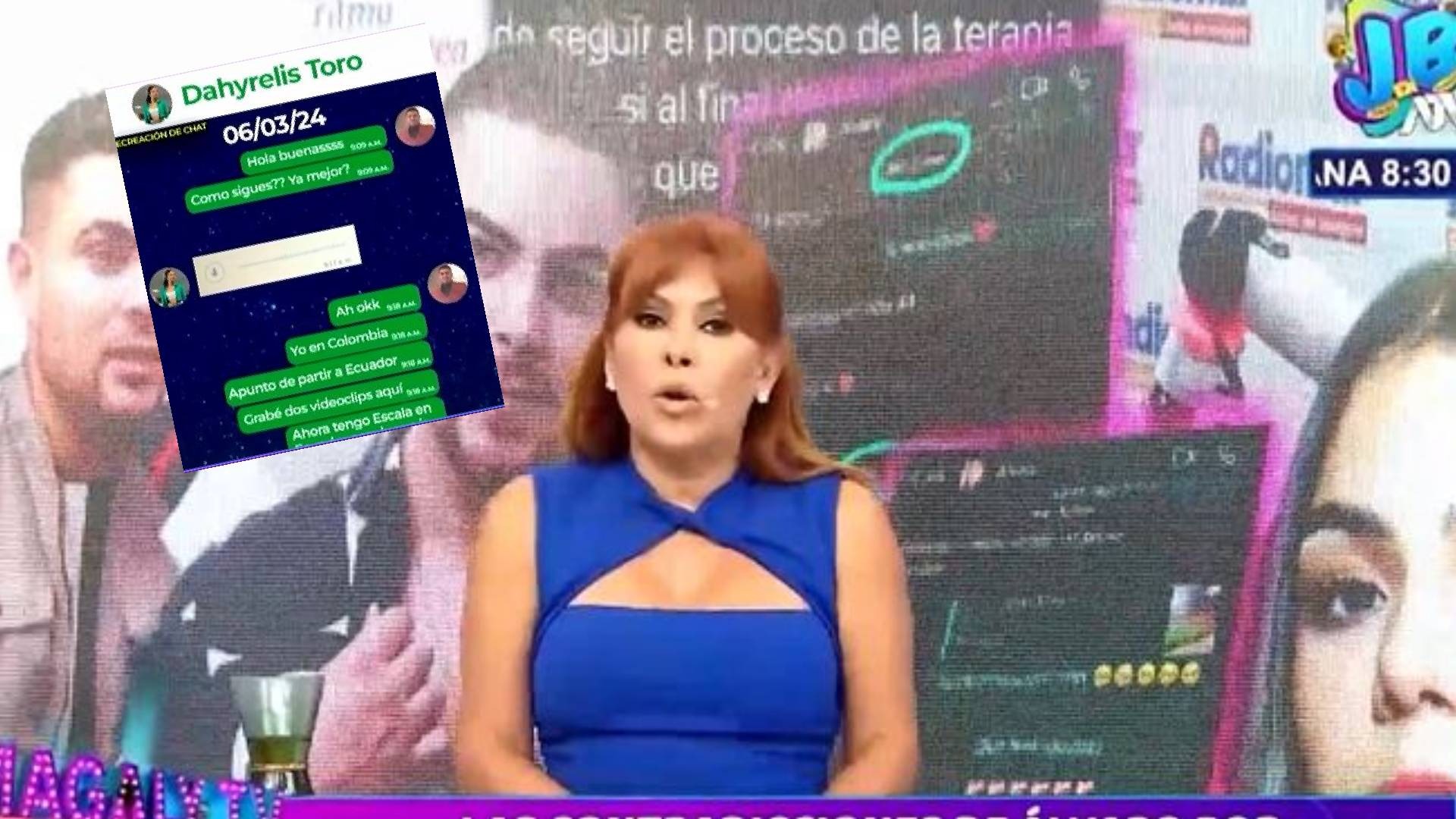 Magaly presenta chat y desmiente a Álvaro Rod.