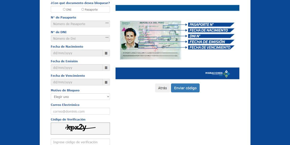 Durante tu registro Migraciones te brindará un código de bloqueo y siguiendo unos sencillos pasos podrás bloquear tu pasaporte perdido o robado (Imagen: Migraciones)