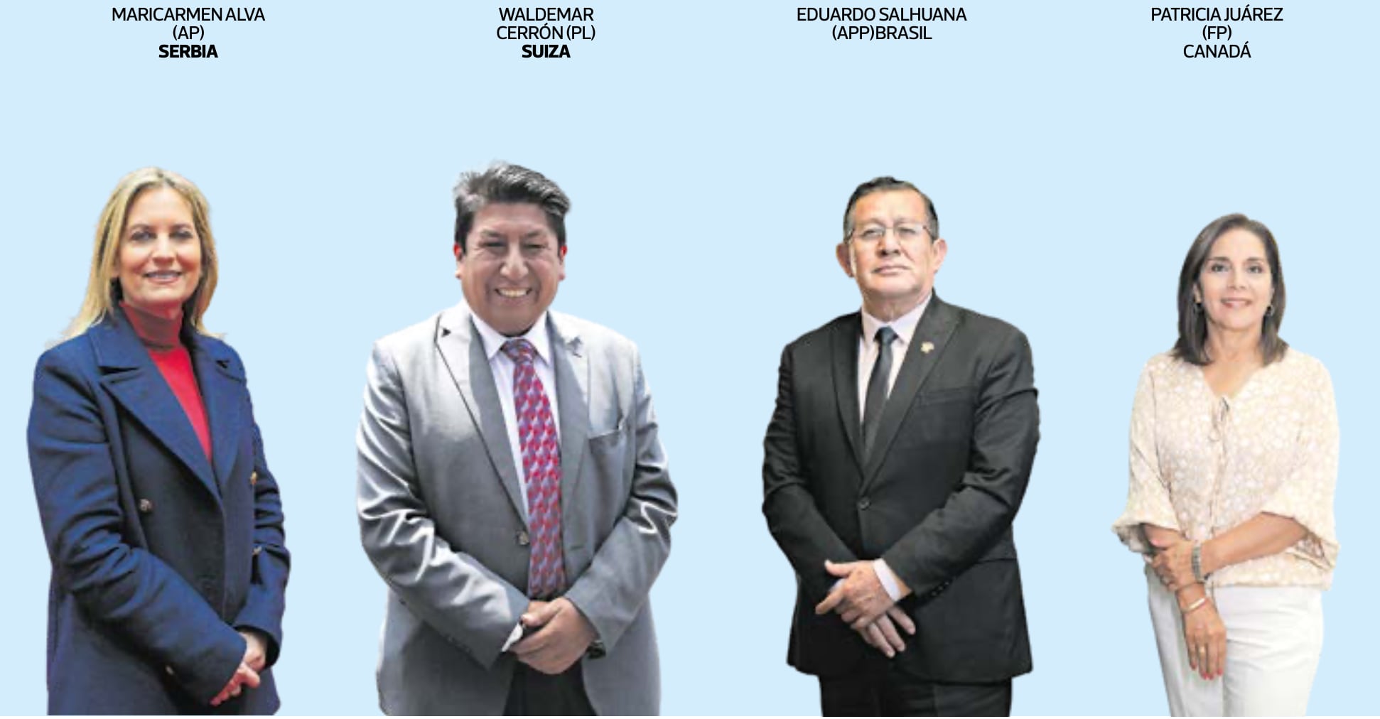 Los congresistas que viajaron al exterior en el último tramo del Congreso unicameral.