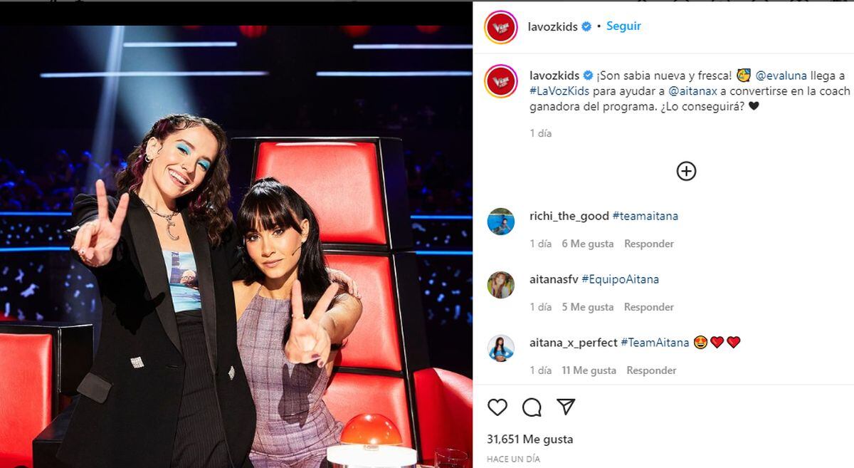 Con este post La Voz Kid de España le dio la bienvenida (Foto: La Voz Kid España / Captura de Instagram)