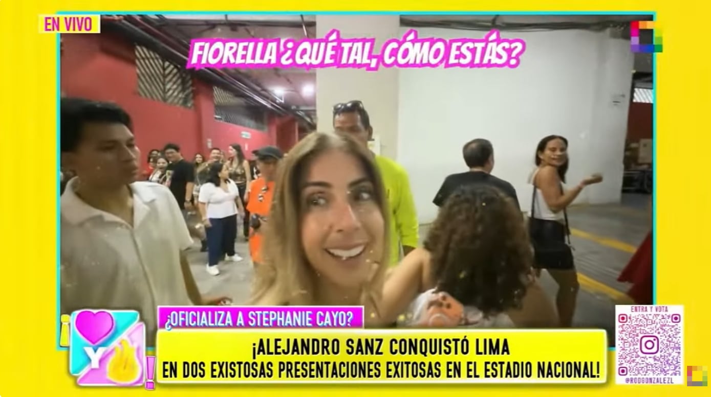 Fiorella Cayo no respondió a 'Amor y Fuego' cuando le preguntaron si ingresaba al backstage para visitar a Alejandro Sanz.