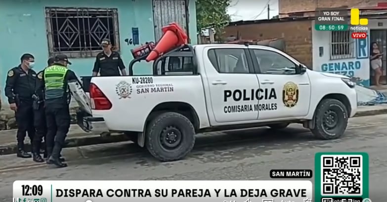 El hombre que cometió este disparo fue detenido por la policía, mientras su esposa lucha por su vida en el Hospital de Tarapoto.