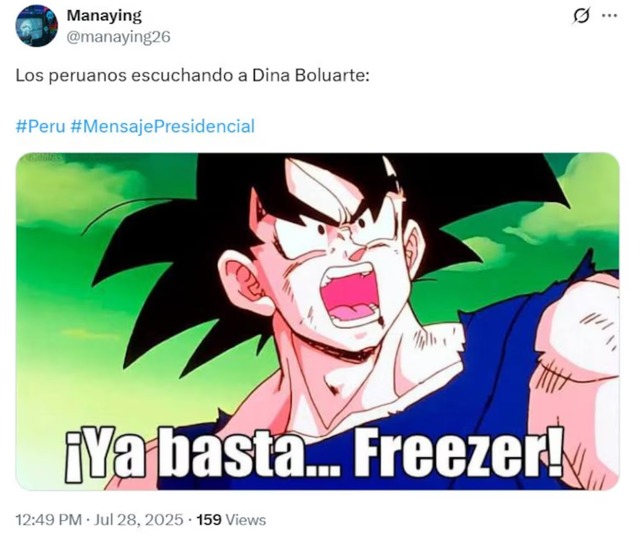 Usuarios crean divertidos memes por el extenso discurso de Dina Boluarte.