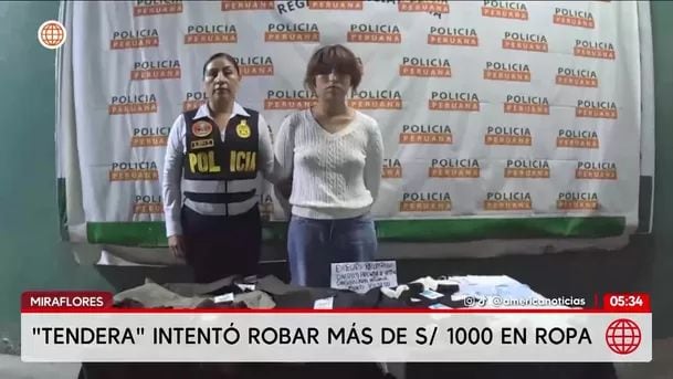 Detienen a tendera con más de S/ 1000 en ropa en Miraflores. Foto: América Noticias