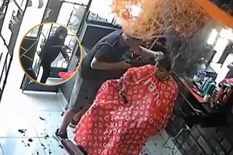 El preciso instante en el que delincuente mata a balazos a joven que se cortaba el pelo en barbería de An...