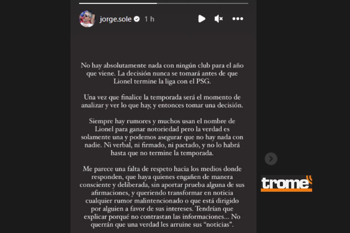 Papá de Lionel Messi utilizó redes sociales para pronunciarse ante rumores (@jorgesole)