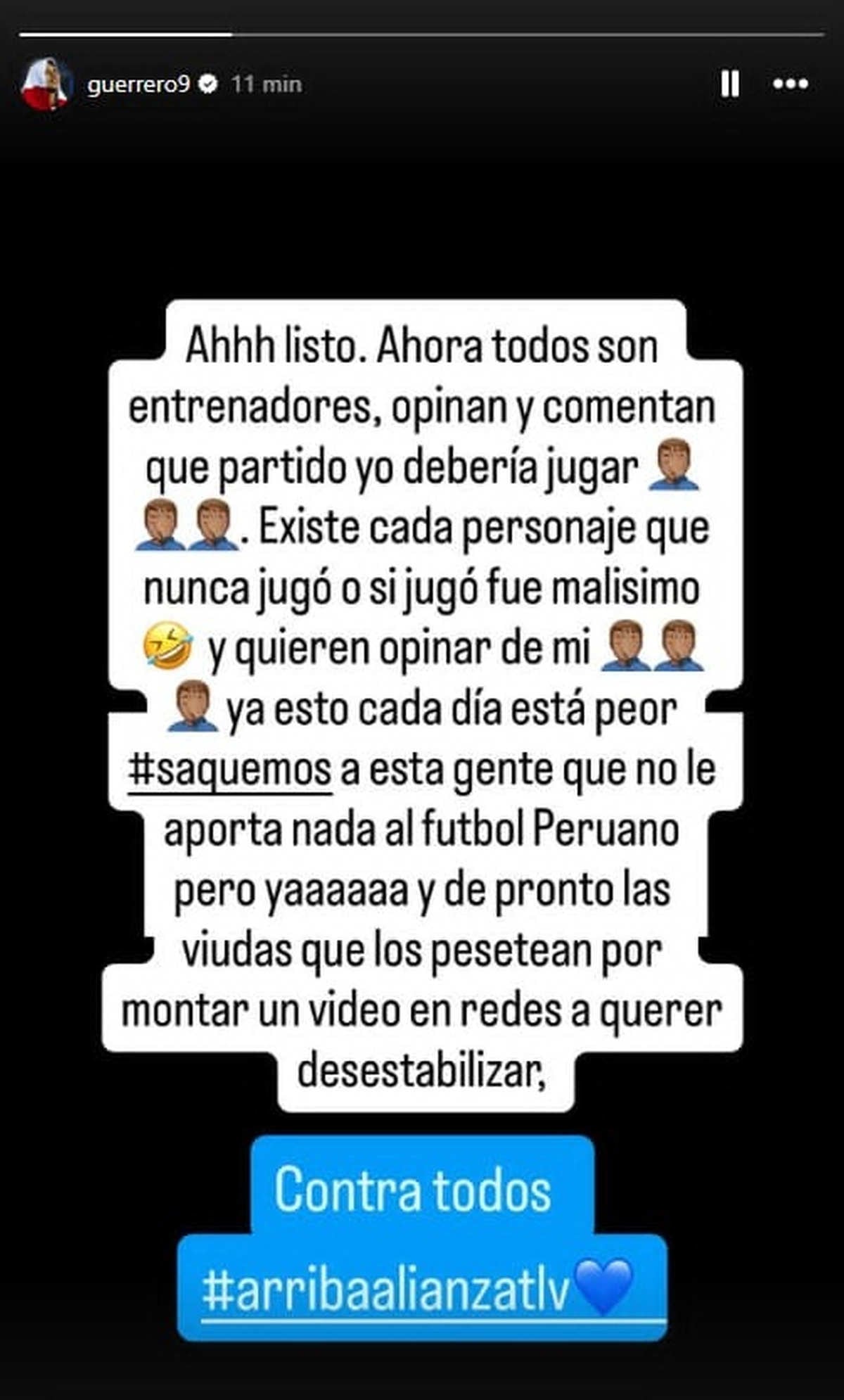 Mensaje de Paolo Guerrero. Foto: Instagram