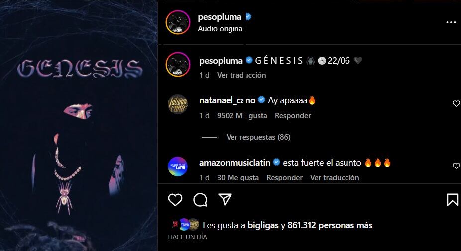 Peso Pluma anunció que su nuevo álbum se titulará “Génesis”.