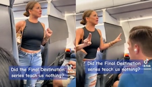 Afirma que un pasajero que “no es real” la molesta en el avión armando gran escándalo