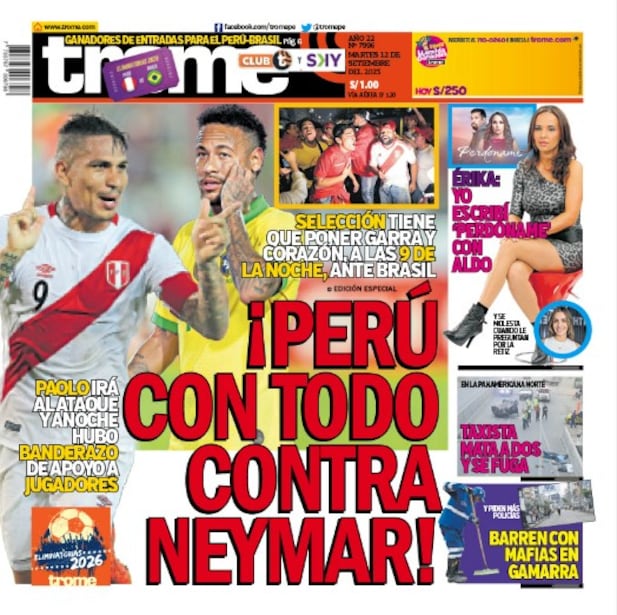 Portada impresa de Trome del martes 12 de septiembre de 2023