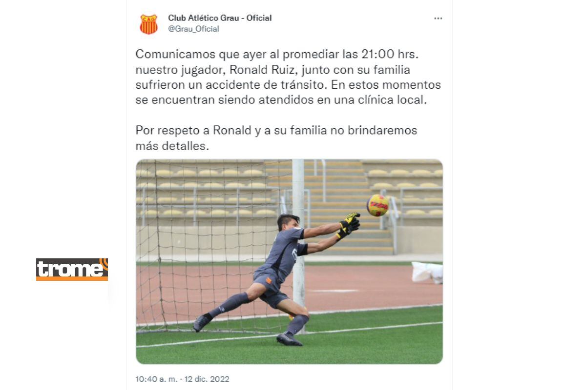 Atlético Grau se pronuncia sobre accidente de Ronald Ruiz (@grau_oficial)