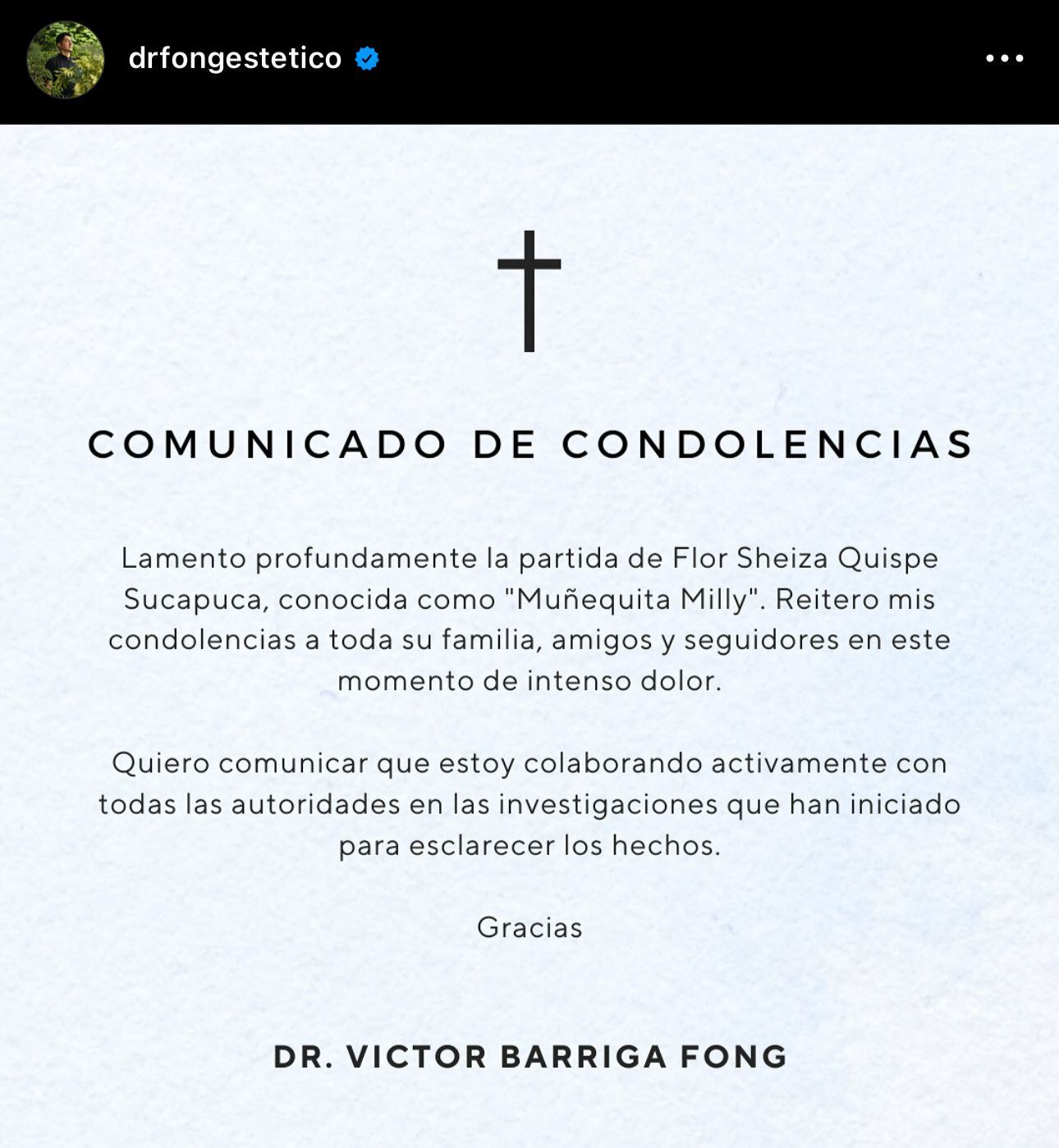 Comunicado del doctor Fong