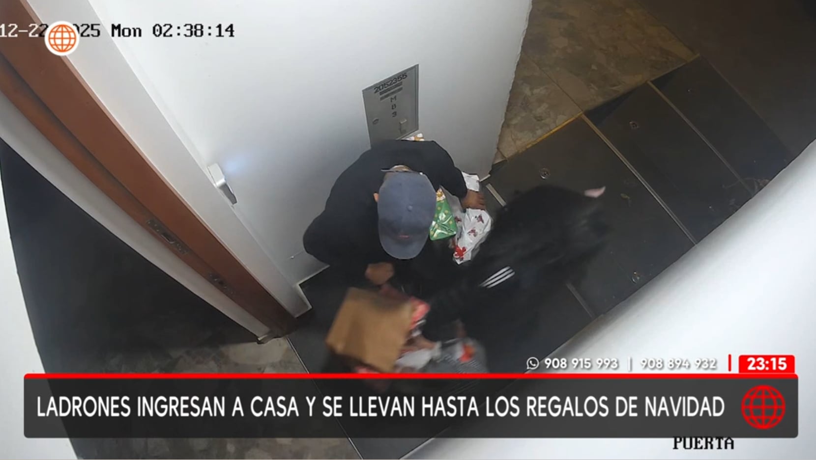 Pareja de delincuentes se llevan todos los regalos de Navidad de una familia al robar su casa.