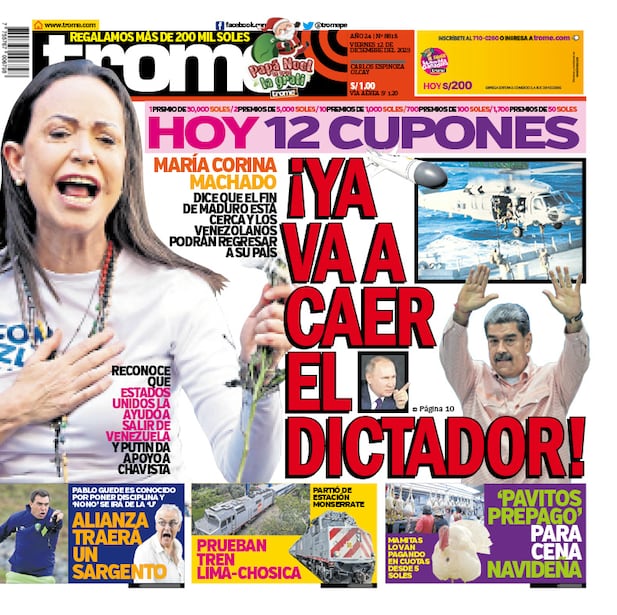 Portada Trome viernes 12 de diciembre de 2025