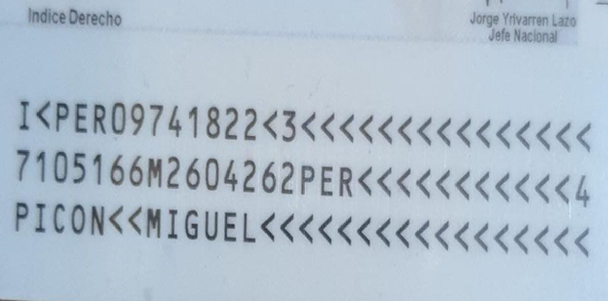 Los números y letras que aparecen en la parte inferior de tu DNI tienen un significado (Foto: Reniec)