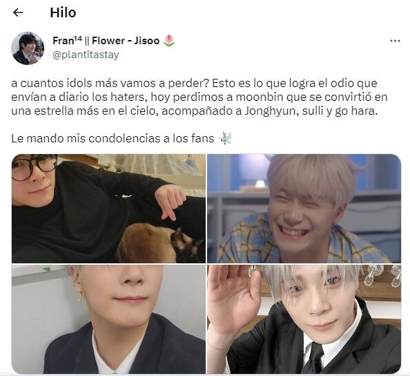 Fans lloran la muerte de Moonbin. (Foto: Twitter @plantitastay).