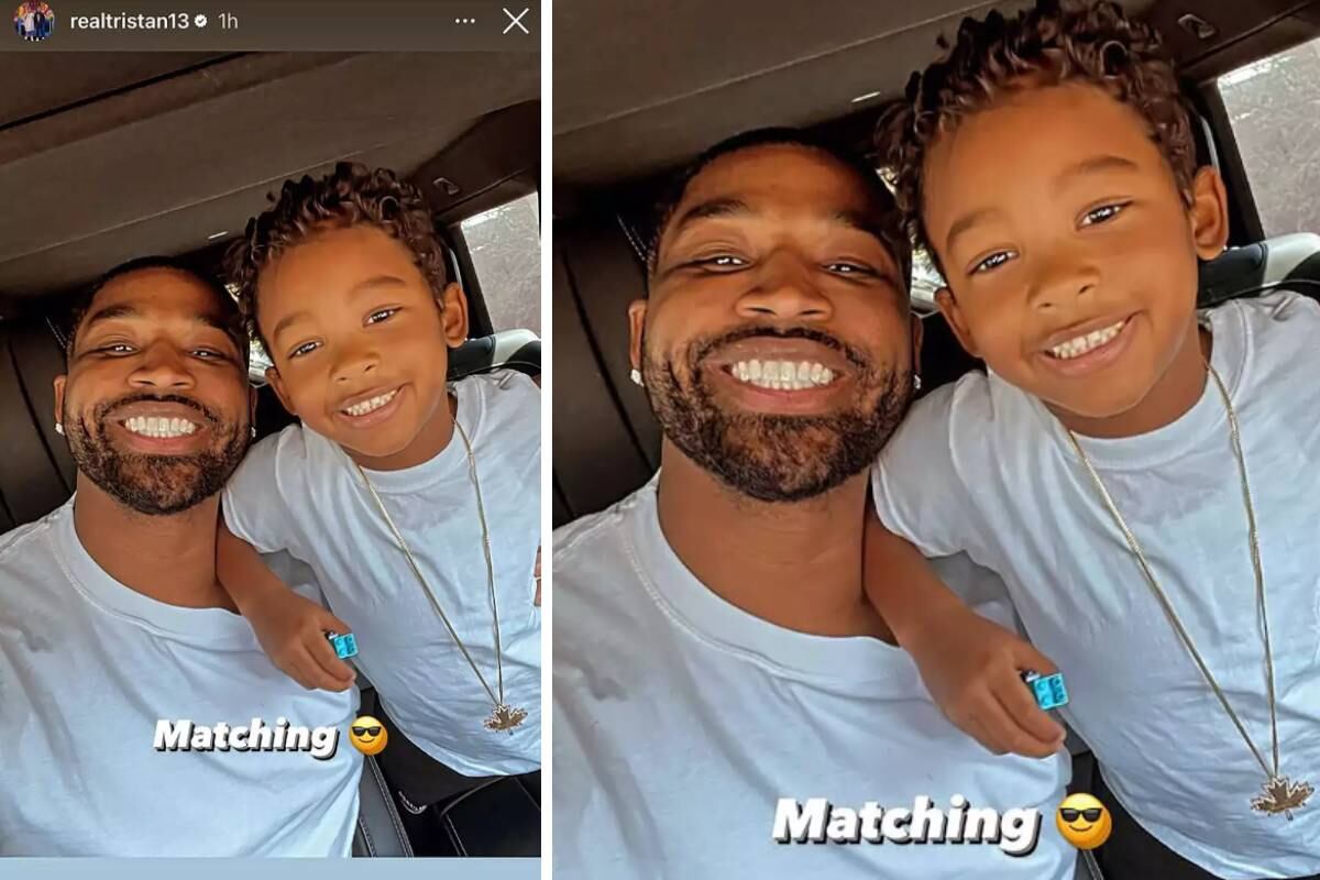 Tristan Thompson y Prince a bordo de un auto. Padre e hijo la pasaron bien. (Foto: @realtristan13).