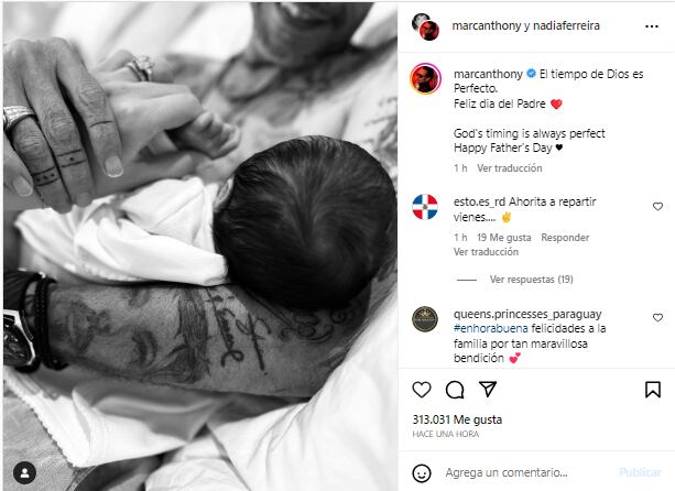 El salsero de 54 años anunció la llegada de su nuevo bebé (Foto: Marc Anthony / Instagram)