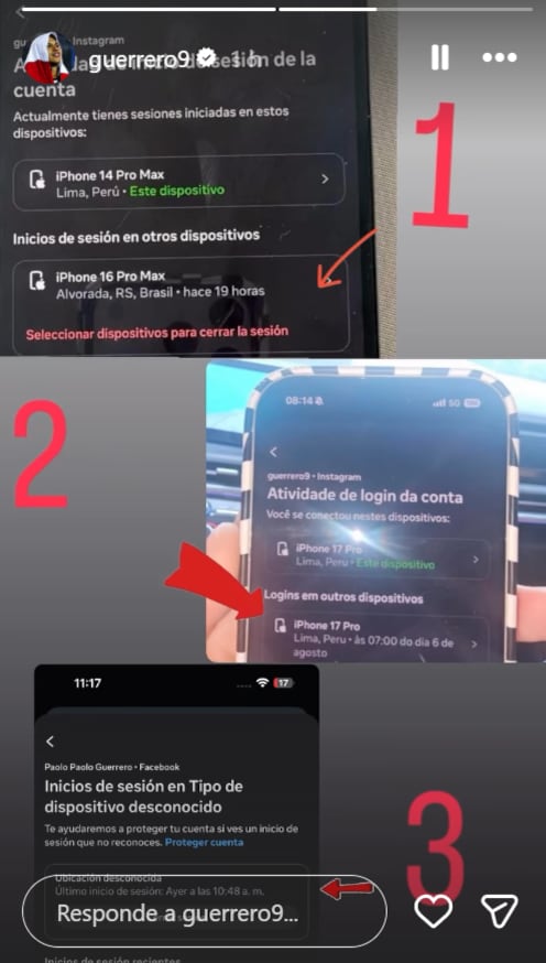 Paolo Guerrero comparte evidencia del hackeo denunciado.