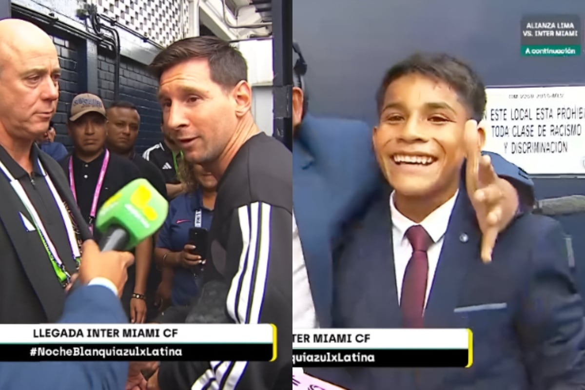 Messi firmó la camiseta de Pol Deportes que terminó emocionado en la previa de la Noche Blanquiazul 2026.