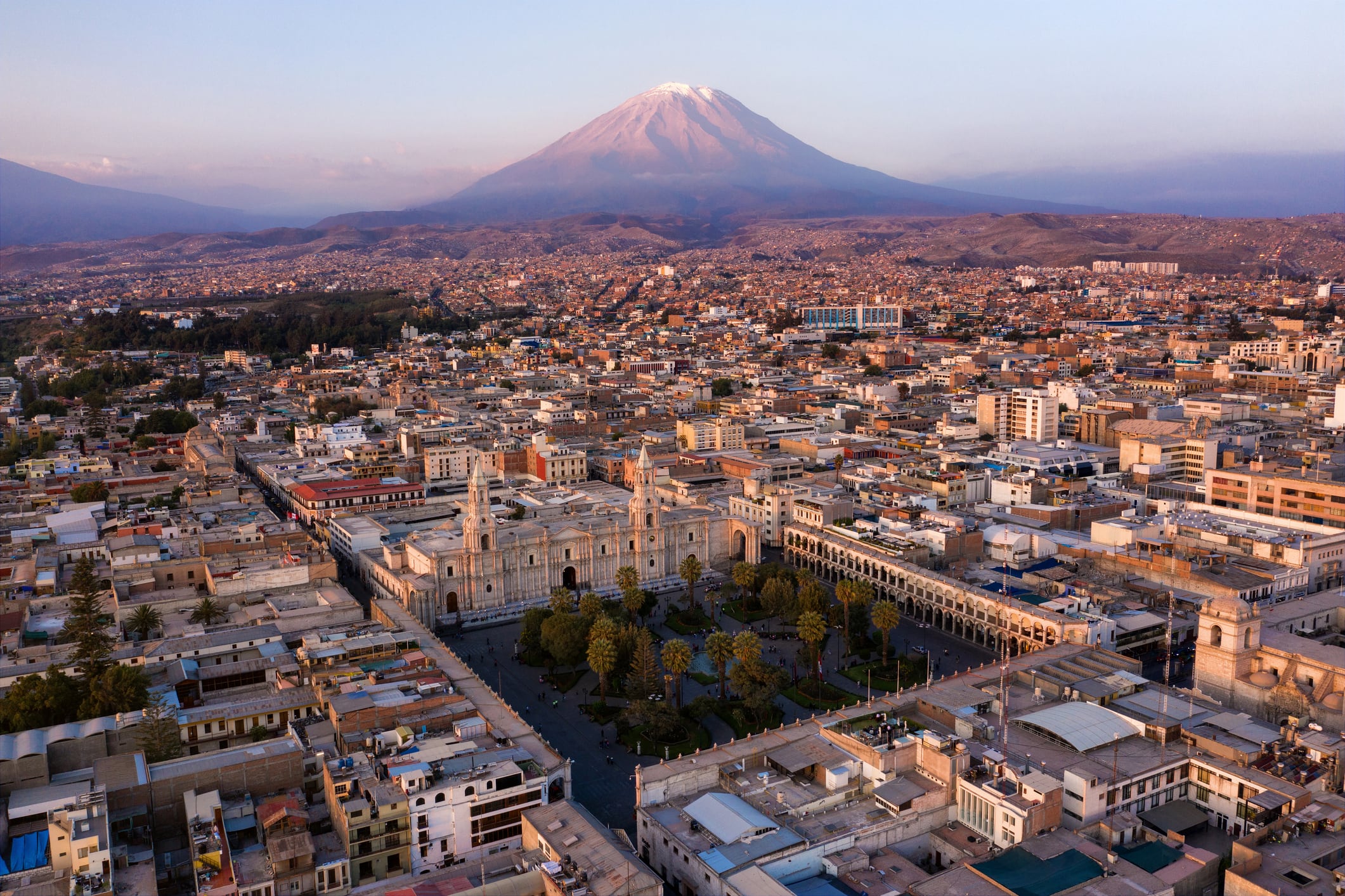 Arequipa sunset in front of Misti volcano