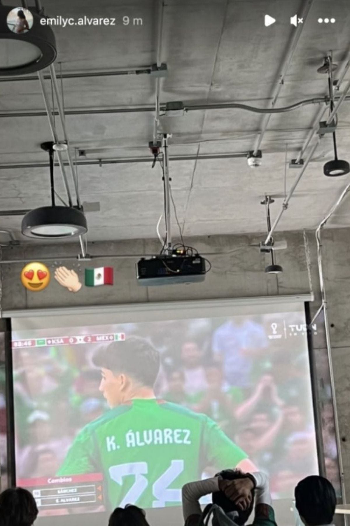 La "historia" de Emily Cinnamon durante el partido de México ante Arabia Saudita del miércoles 30 de noviembre (Foto: Emily Cinnamon Álvarez / Instagram)