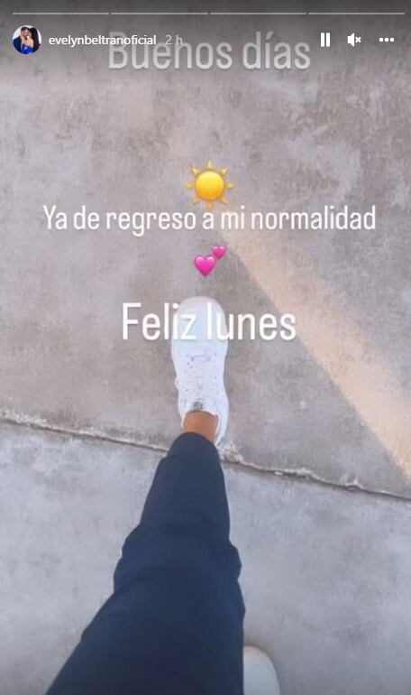 Evelyn Beltrán se muestra recuperada (Foto: Evelyn Beltrán/historia de Instagram)