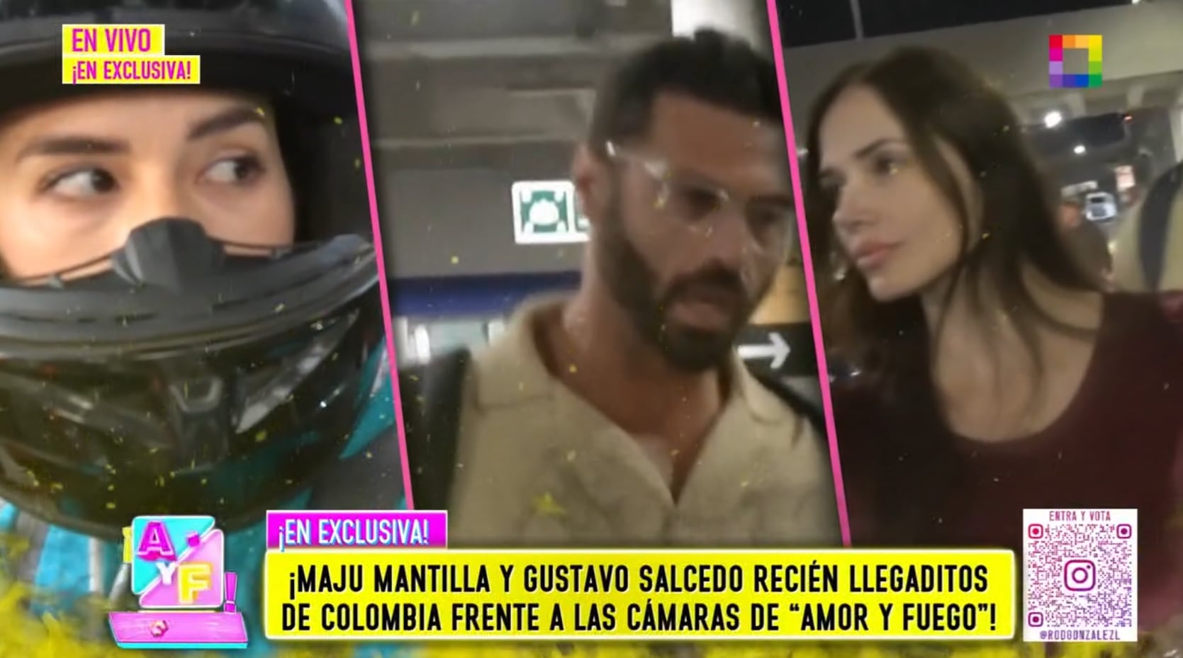 Reportero de AYF le pregunta a Gustavo Salcedo sobre María Pía Vallejos frente a Maju Mantilla.