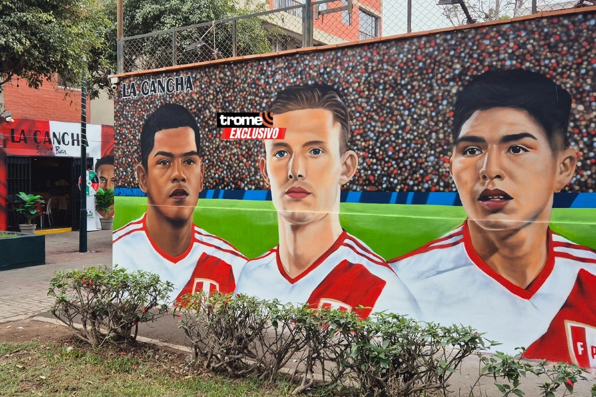 El primer mural con Joao Grimaldo, Oliver Sonne y Piero Quispe, nuevos seleccionados de la Blanquirroja por Copa América 2024. (Entrevista: Isabel Medina / Trome).