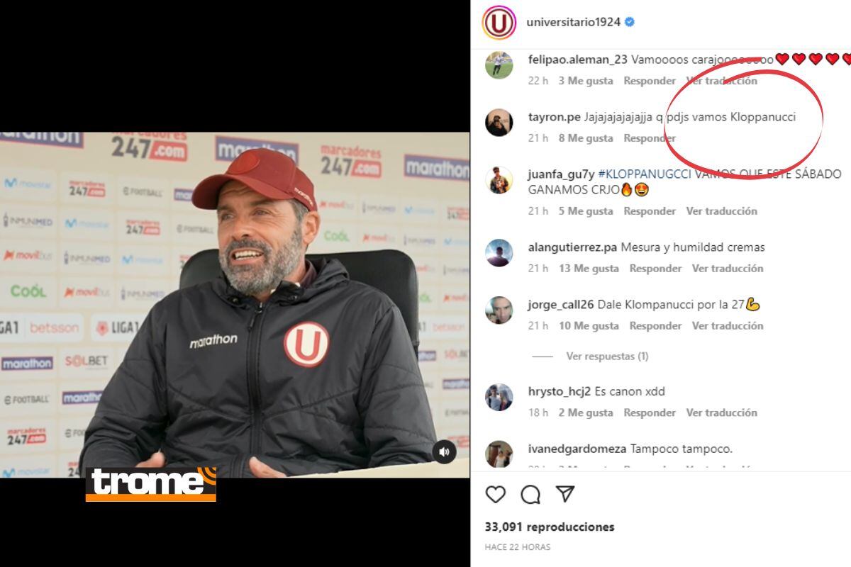 Hinchas de Universitario bautizan a DT como 'kloppagnucci' (@universitario1924)