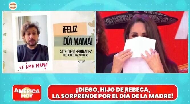 Rebeca Escribens recibe sorpresa d esu hijo.