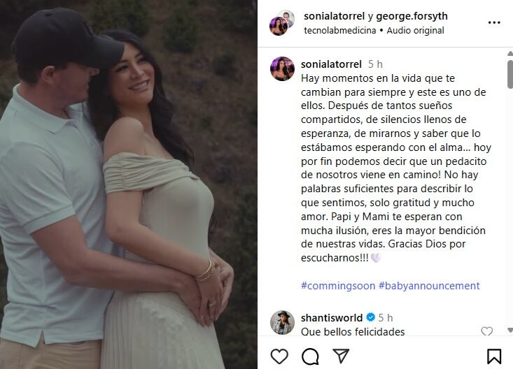 Usuarios felicitan a George Forsyth y a su esposa por la pronta llegada de su bebé.