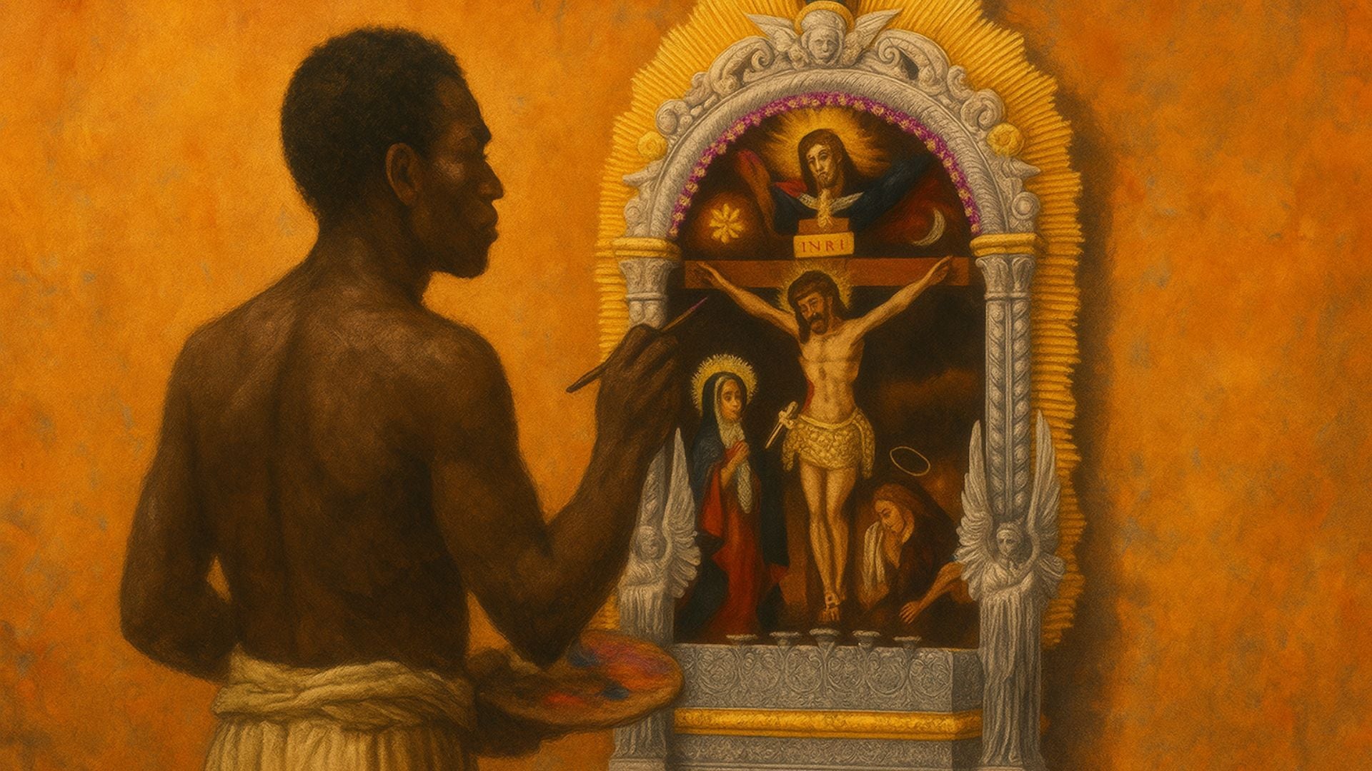 La historia dice que un esclavo angoleño pintó la primera imagen del Cristo Morado
