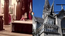 ¡El terremoto sacudió la catedral! Sacerdote se aferra a una columna y una torre se inclina en plena misa en Manizales
