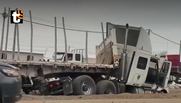 TROME - Accidente en la Panamericana Sur: camión se descarrila.