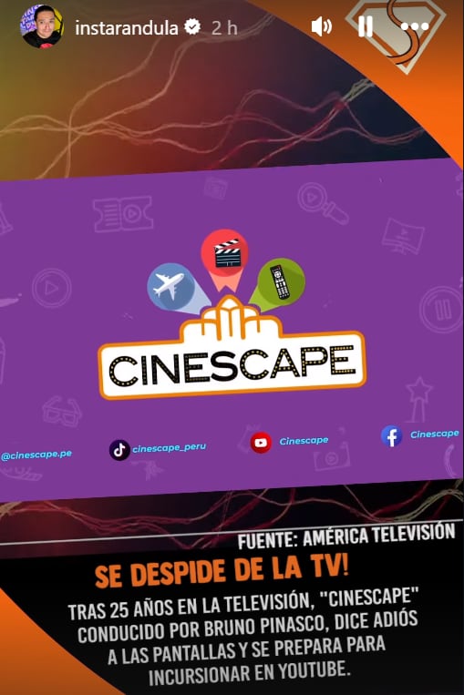 'Cinescape' con Bruno Pinasco continúa este 2026, pero a través de sus redes sociales.