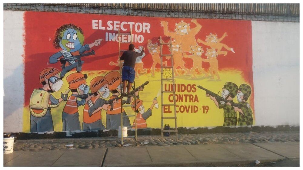 La Libertad: Artista del sector ‘El Ingenio’ pinta mural para animar a los vecinos en su lucha contra el COVID-19