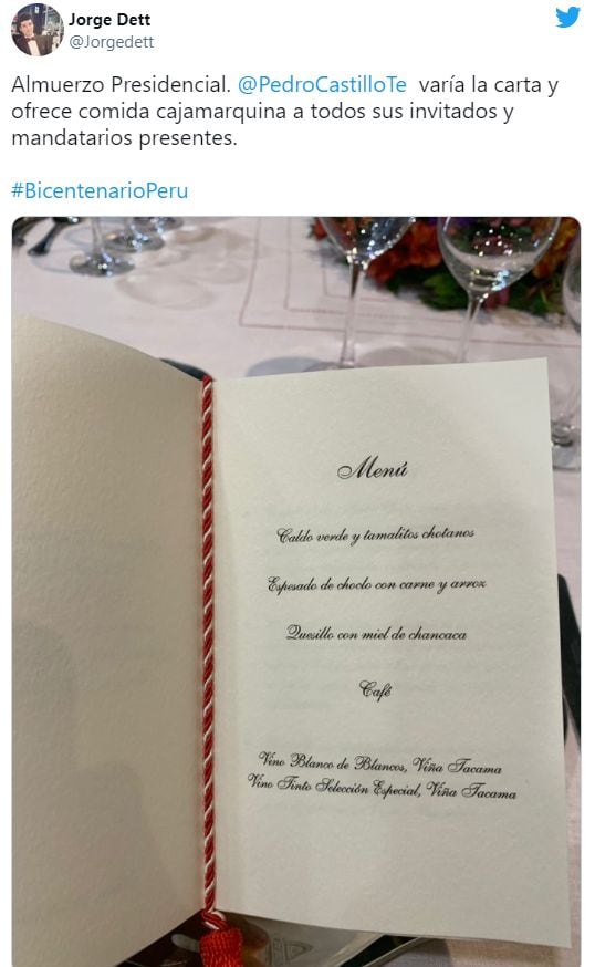 Caldo verde, espesado y quesillo: el menú cajamarquino que Pedro Castillo ofreció a presidentes e invitados
