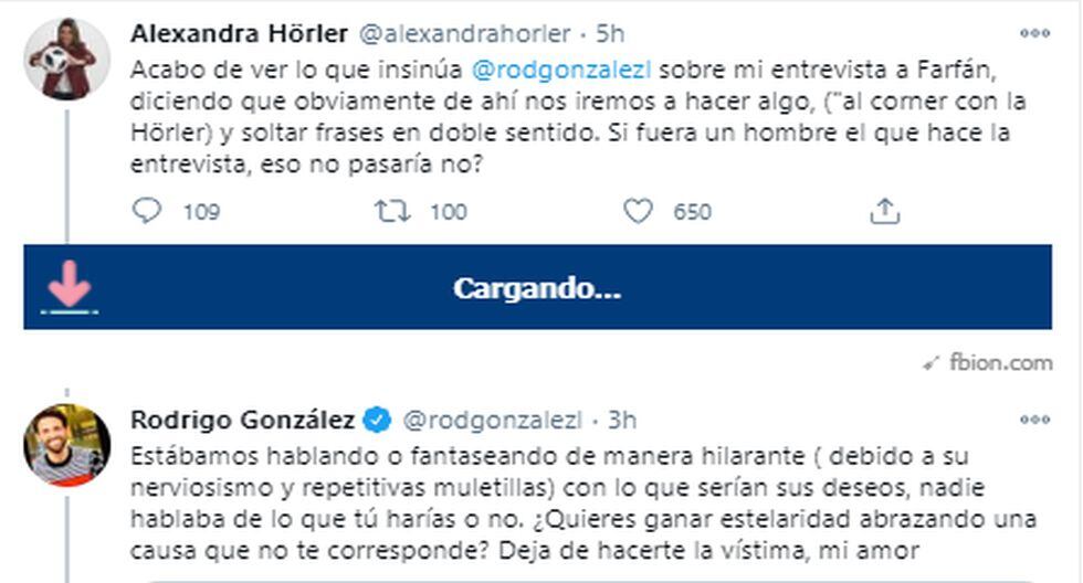 Alexandra Horler y Rodrigo González se pelearon. (Twitter)