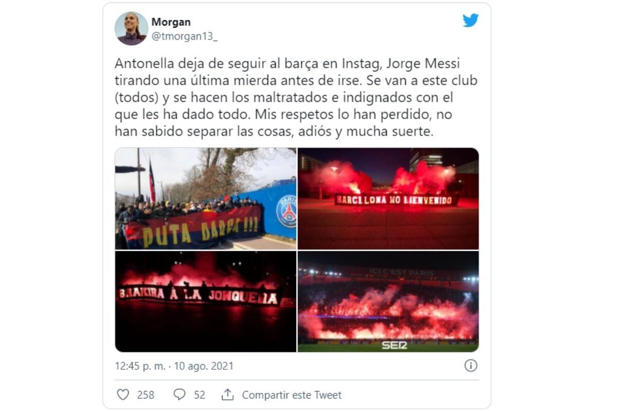 Hinchas de Barcelona reaccionan ante gesto de Antonella Roccuzzo (Captura)