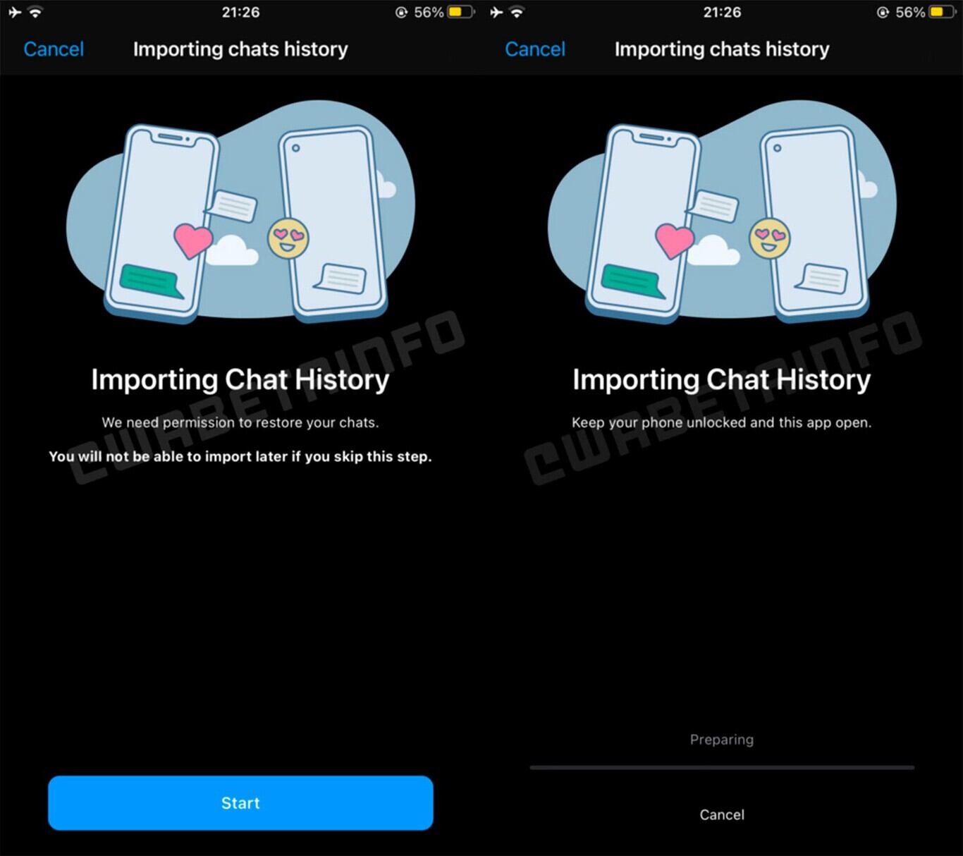 Importar chats desde Android a iOS.