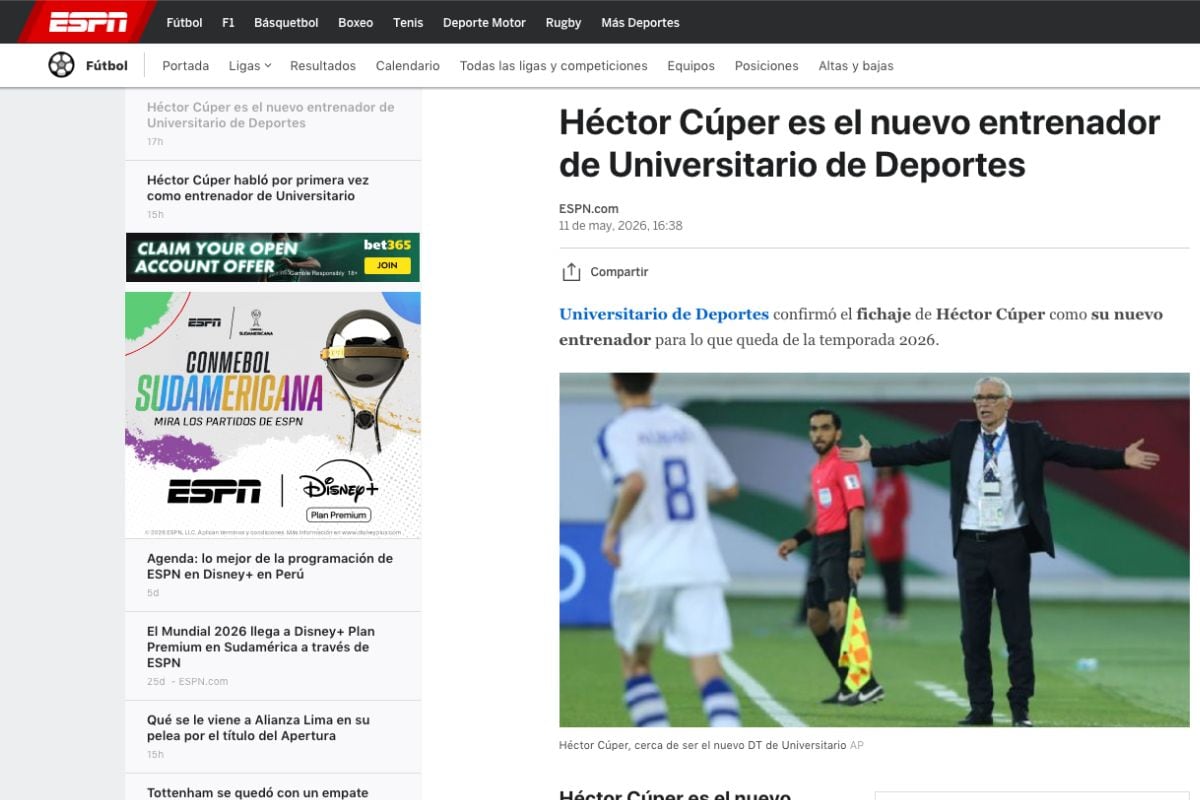 ESPN no fue indiferente ante la nueva decisión de Héctor Cúper (@ESPN)