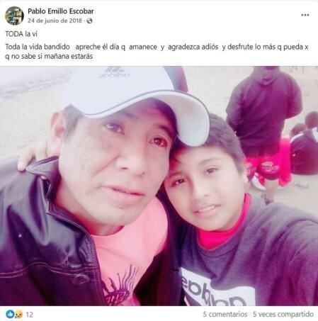 Padre de Pequeño J se hacía llamar 'Pablo Emilio Escobar' en redes.