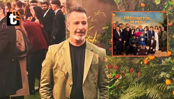Trome Carlos Carlín al lado de Antonio Banderas y Hugh Grant por el estreno de ‘Paddintong en Perú
