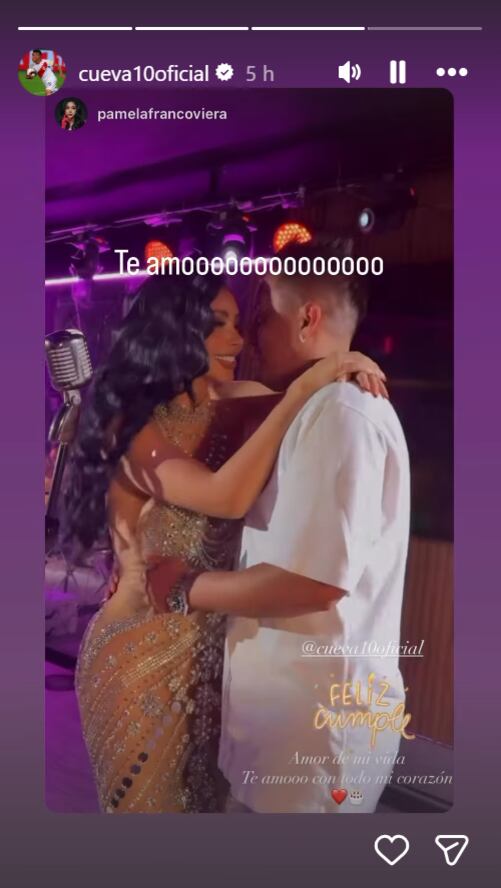 Christian Cueva le responde con un "Te amo", detalle que tuvo Pamela Franco por su cumpleaños número 34.