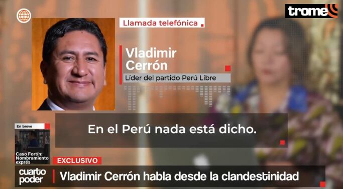 Vladimir Cerrón sobre el futuro de Dina Bouarte como presidenta.