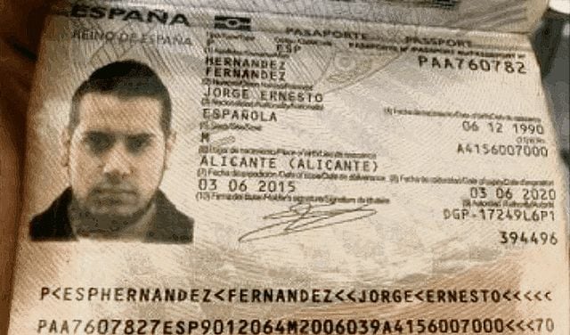 Este es el pasaporte del investigado Jorge Hernández Fernández.